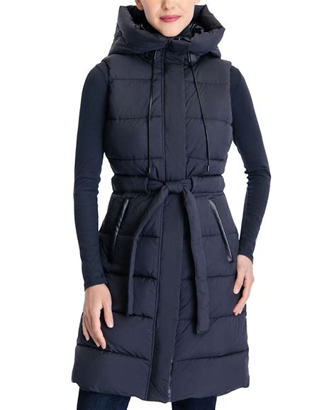 michael michael kors petite faux-leather-trim hooded belted vest|Women's MICHAEL Michael Kors Clothing .